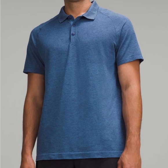 Lululemon Metal Vent Tech Polo Shirt Blue Heathered Men’s Large - Picture 3 of 8